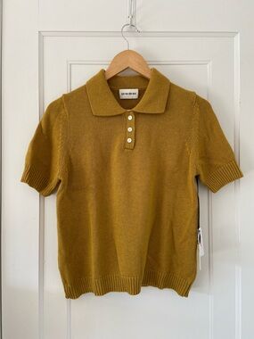 ça va de soi Diola short sleeve polo in plantain yellow, size large